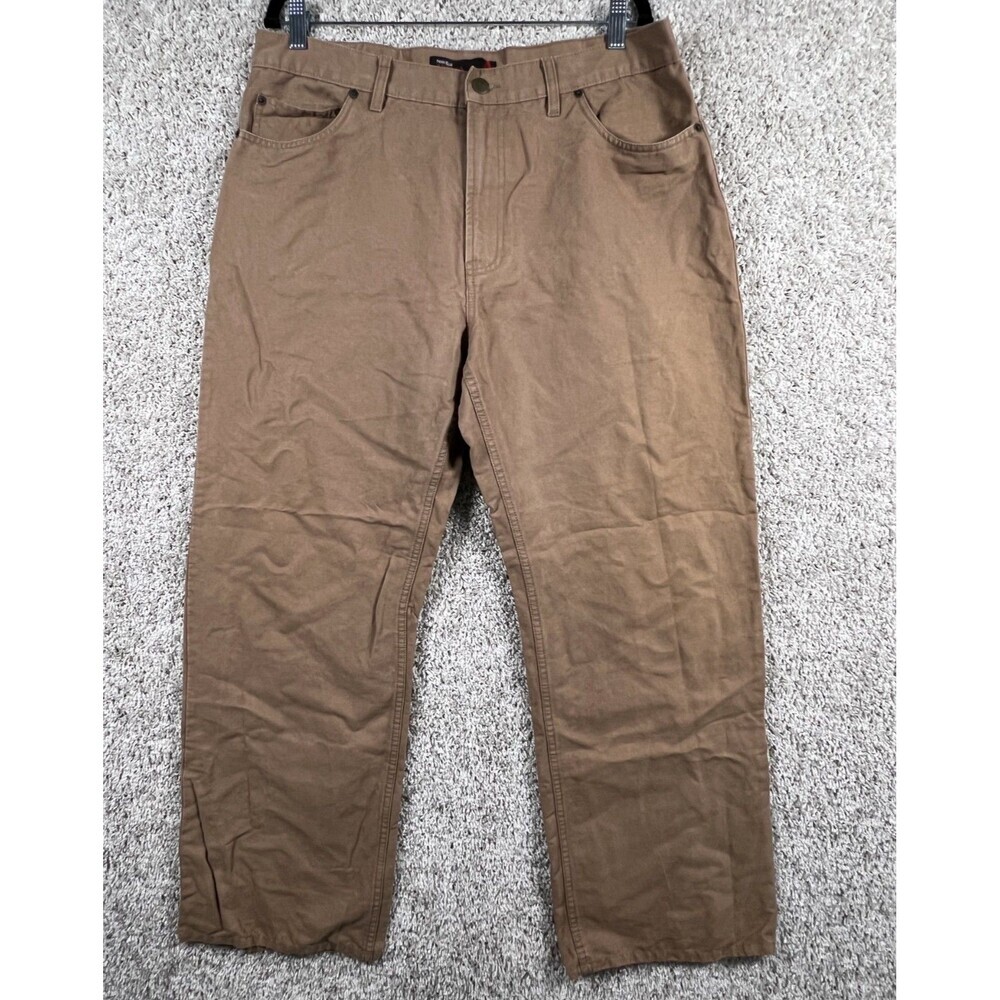 Perry Ellis America Men's Pants Size 36 Khaki Brown Casual Flat Front